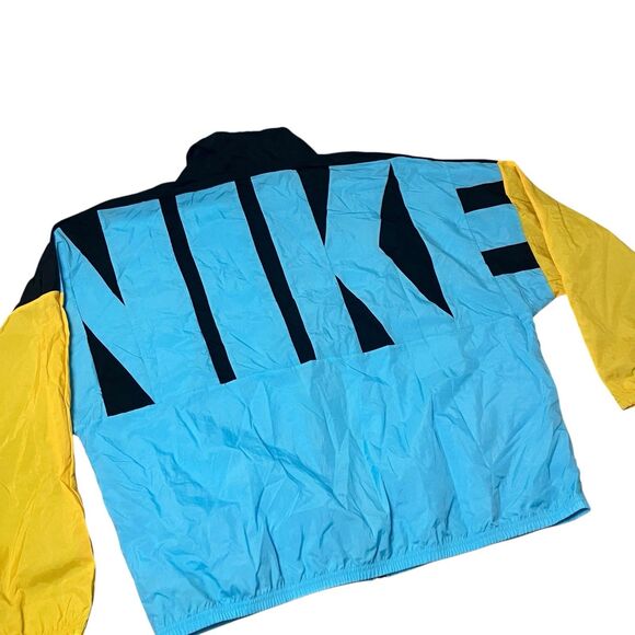 Nike Windbreaker Jacket Mens Blue Yellow Colorblock Retro Logo Streetwear XXL - Picture 12 of 12